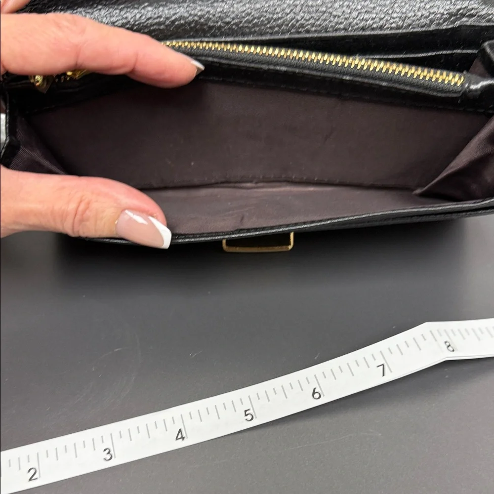 Vintage Miu Miu Black Leather Wallet with Gold Accent